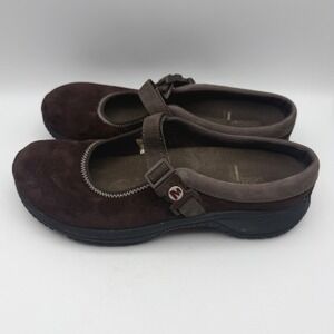 Merrell Encore MJ Leather Womens 8.5 Brown Suede Mary Jane Clogs J66438